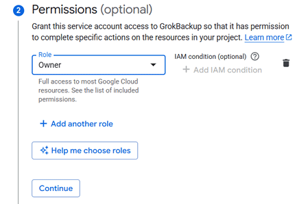 service account permissions